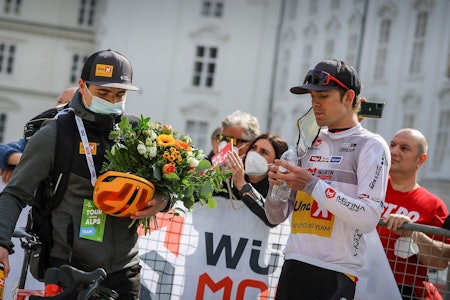 RETT I TETEN: Idar Andersen kjørte seg rett inn i ungdomstrøya på den første etappen av Tour of the Alps. Foto: Cycling Photography Live idar Andersen