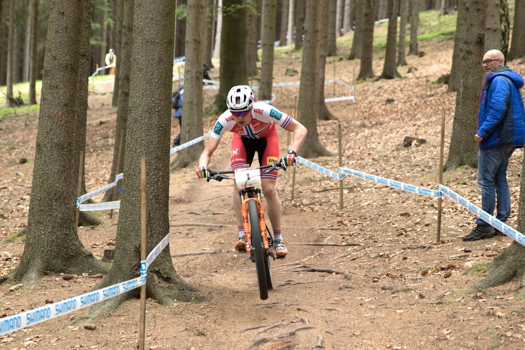 Petter Fagerhaug åpnet verdenscupsesongen med seier på første ritt, som gikk i Nove Mesto i Tsjekkia. Foto: Bengt Ove Sannes Petter Fagerhaug - WC - Nove Mesto May 20 2017 Bengt Ove Sannes 1400x933