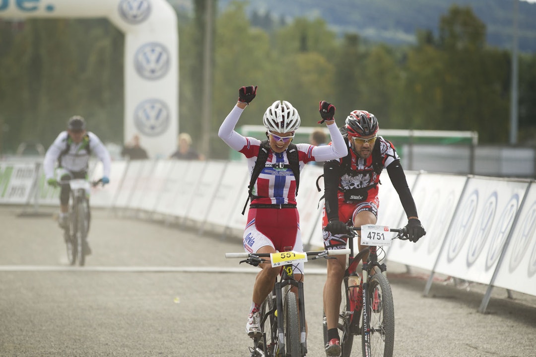 FØLELSESLADET: Etter stang ut i Cykelvasan var det en lykkelig Borghild Løvset som tok revansj i Birkebeinerrittet. (foto: Kristoffer H. Kippernes) _KHK4139