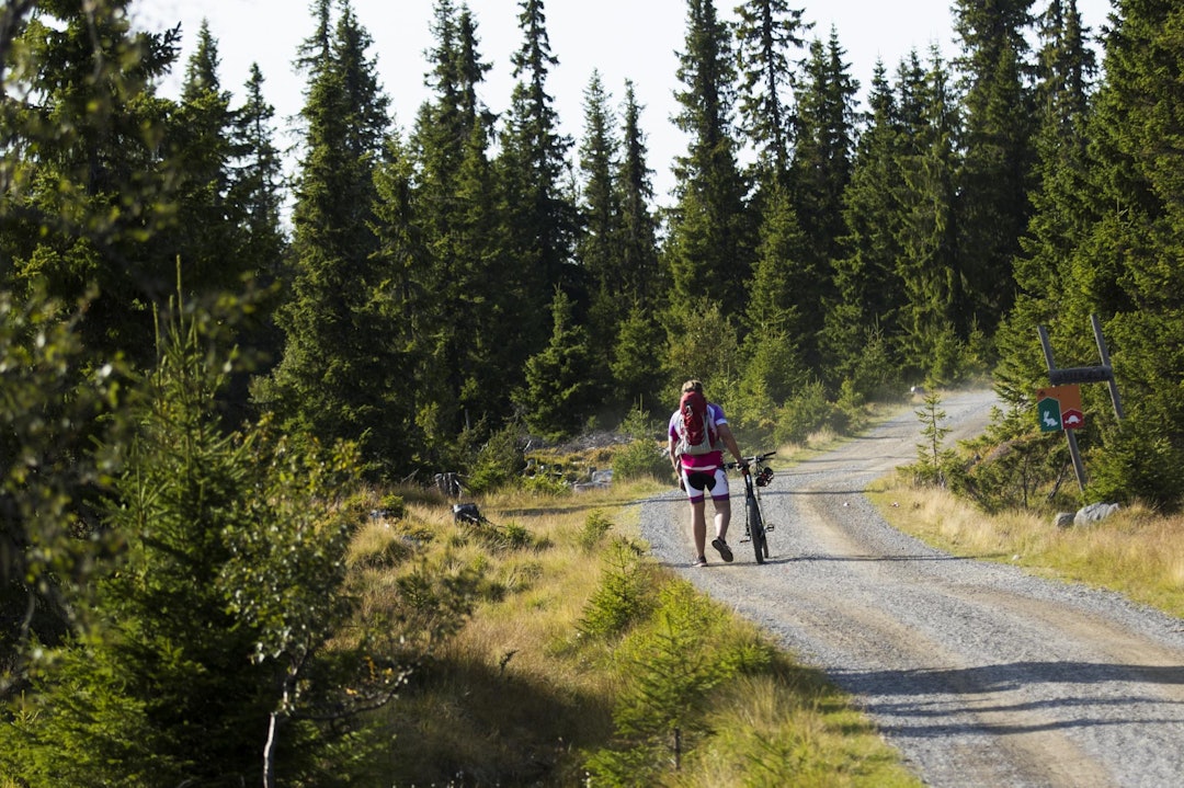 HARDT: De virkelige heltene i Birken er ikke elitesyklistene, men alle mosjonistene som stiller opp uavhengig av form og teknikk. Om han her kom helt til mål vites ikke. Foto: Snorre Veggan 9 - birken2017-9448-2a