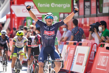 SEIER NUMMER TO: Jasper Philipsen er den foreløpige spurtkongen i årets Vuelta a España, etter å ha vunnet to etapper så langt. Foto: Cor Vos