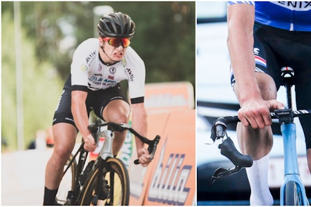 DELT I TO: Tim Pettersen og Mathieu van der Poel knakk styret på hver sin måte. Men hvor farlig er det med karbonstyrer, og hvorfor knekker de? Foto: Henrik Alpers/ Cor Vos.  DELT I TO: Tim Pettersen og Mathieu van der Poel knakk styret på hver sin måte. Men hvor farlig er det med karbonstyrer, og hvorfor knekker de? Foto: Henrik Alpers/ Cor Vos.