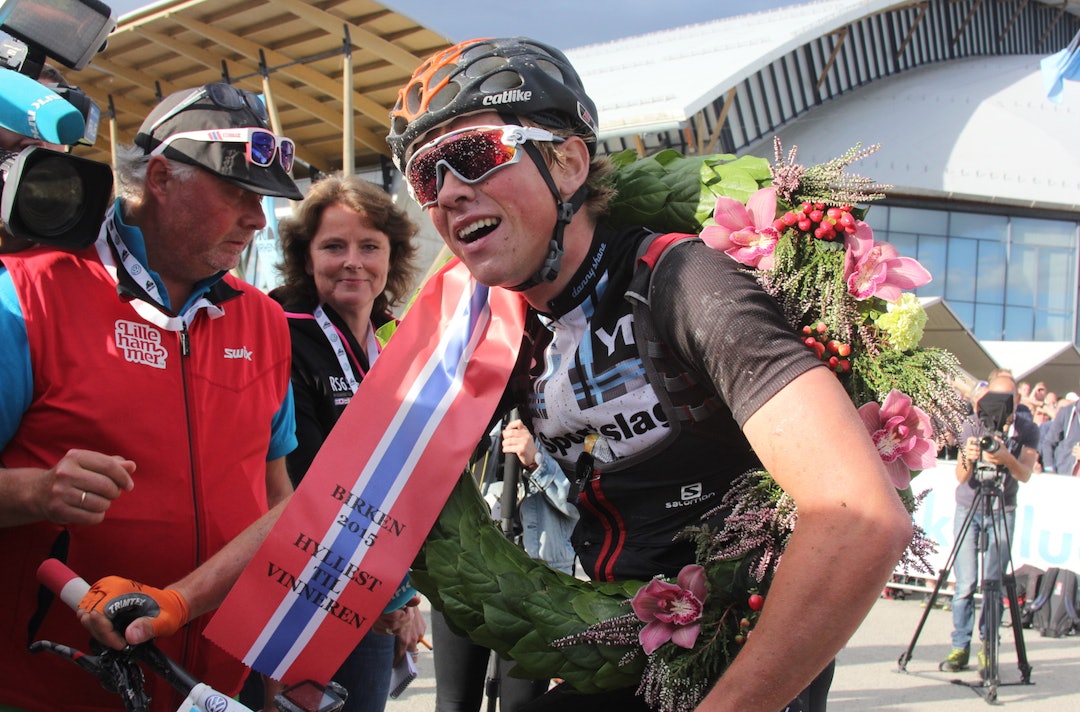 Carl Fredrik Hagen vant Birkebeinerrittet 2015. Han ønsker endringene velkommen, og mener mer mykt underlag vil være i hans favør. Foto: Ingeborg Scheve Carl Fredrik Hagen - Scheve 1400x924