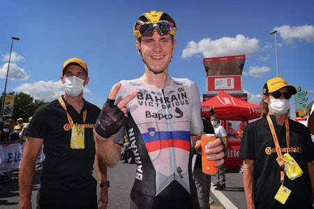 NUMMER TO: Matej Mohoric tok sin andre etappeseier i Tour de France 2021. Foto: Cor Vos.  NUMMER TO: Matej Mohoric tok sin andre etappeseier i Tour de France 2021. Foto: Cor Vos.