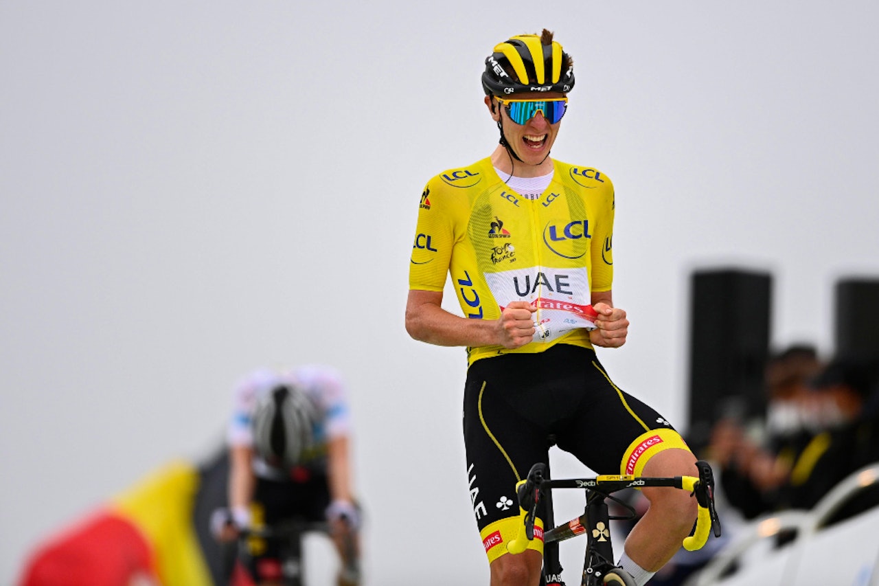 THRILLER: Det var kamp om etappeseieren helt til målstreken på den 17. etappen av Tour de France, fra Muret til Saint-Lary-Soulan. Foto: Cor Vos Tadej Pogacar vant den 17. etappen i Tour de France 2021