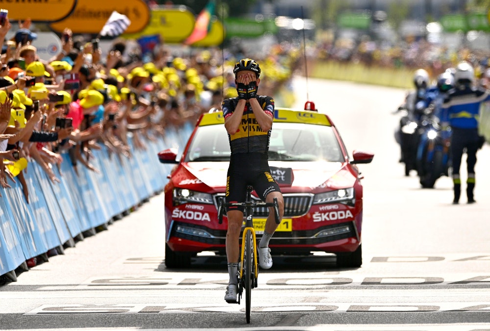 - KUNNE IKKE TRO DET: Endelig var det han som skulle skinne. Sepp Kuss vant etappe 15 i Tour de France for to år siden. FOTO: Cor Vos