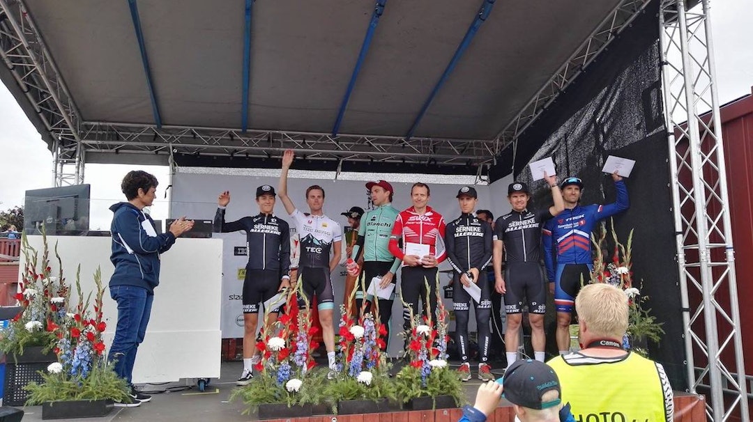 Fredrik Stephansen (midten) ble beste norske i Cykelvasan med sjuenedeplass, mens CHristian Amdahl fra Trek Sparebanken Hedmark (til høyre) ble nummer ti. Foto: Kjersti Camilla Bergstrøm Fredrik Stephansen - CykelVasan 2017 - Kjersti Camilla Bergstrøm
