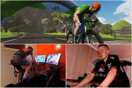 SNART FINALEKLARE: Etter onsdagens sterke innsats i Movistar Challenge, er Vidar Mehl (til venstre) og Håvard Gjeldnes bare ett ritt unna finaleplass i kampen om en plass i Movistars Zwift-lag. Foto: Privat/ZwiftInsider Mehl og Gjeldnes nær finale i Movistar Challenge