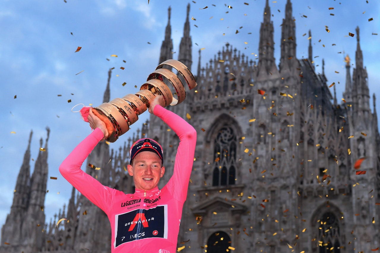 VANT: Tao Geoghegan Hart tok en overraskende seier i fjorårets Giro d'Italia. I år satser briten imidlertid på Tour de France. Foto: Cor Vos