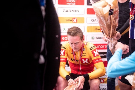 SKUFFELSENS ANSIKT: Anders Skaarseth var svært skuffet etter å ha blitt nummer to på NM-fellesstarten. Foto: Henrik Alpers
