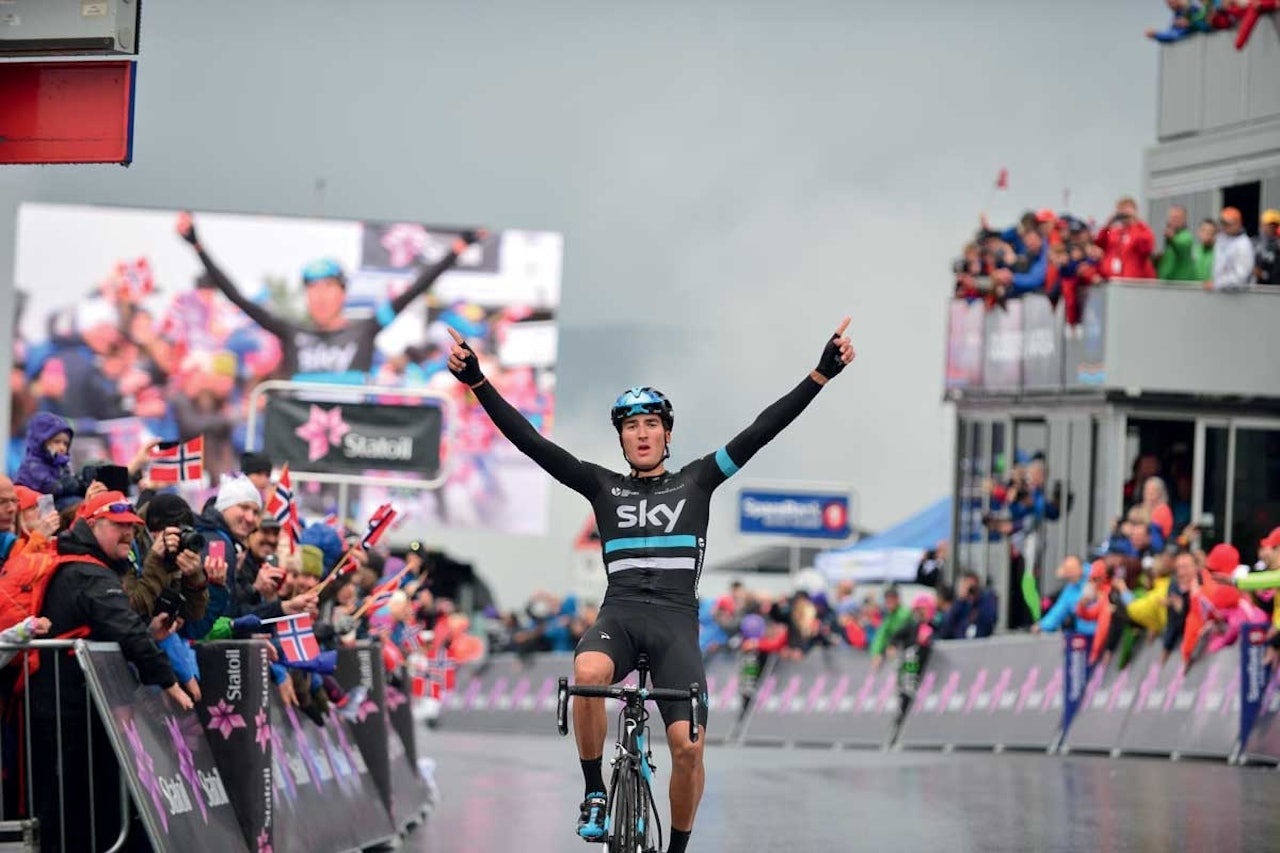 Gianni Moscon dominerte Arctic Race 2016. motbakkesykling motbakke bakkesykling landevei cycling Norge 71 bakker du må sykle i Norge fri flyt procycling gruppetto strava segment Vefsn Mosjøen Korgfjellet