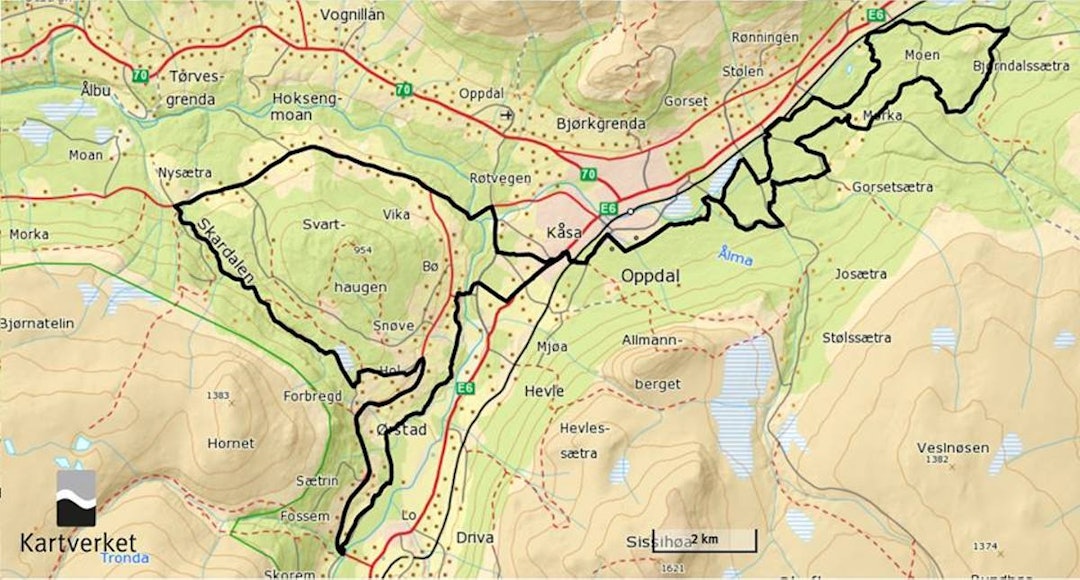 Dette er den nye maratonløypa i Sykkelenern. Illustrasjon: Arrangøren Sykkelenern map - Arrangøren 1200x645