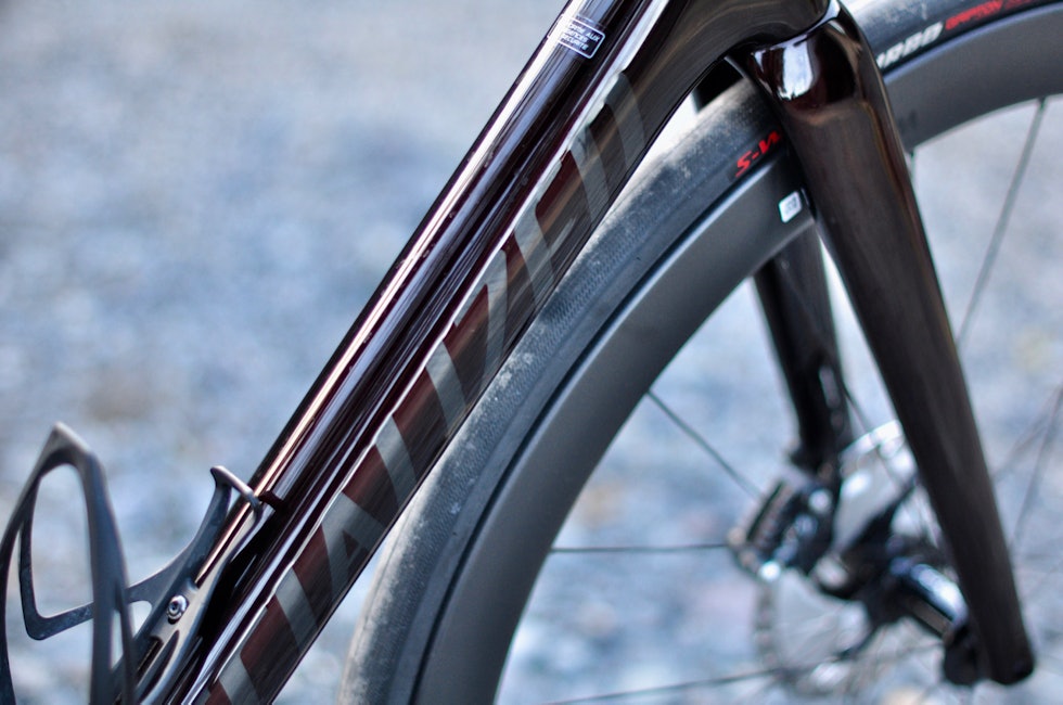 SUBTIL AEROPROFIL: Rammerørene på Tarmac SL7 har aeroprofil nesten uten at det er synlig. Specialized Tarmac SL7