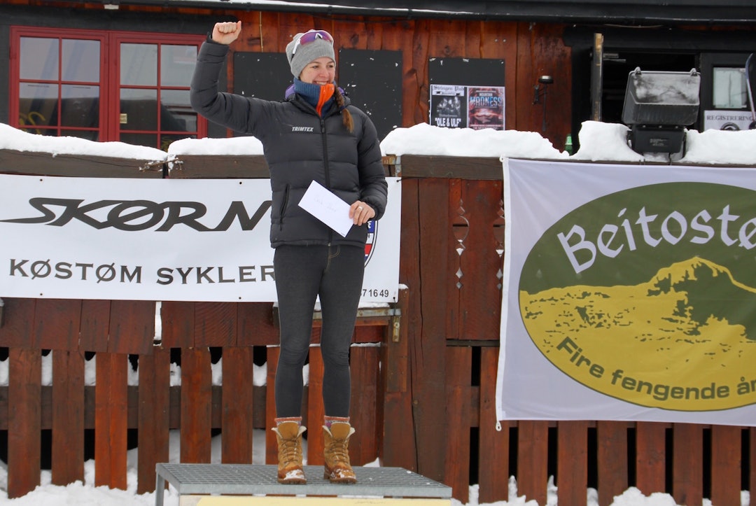 Emily Benham var raskeste dame og samtidig nummer tre totalt. Foto: Privat Emily Benham - vinner beitostølen fatbike 2016 - privat 1400x924