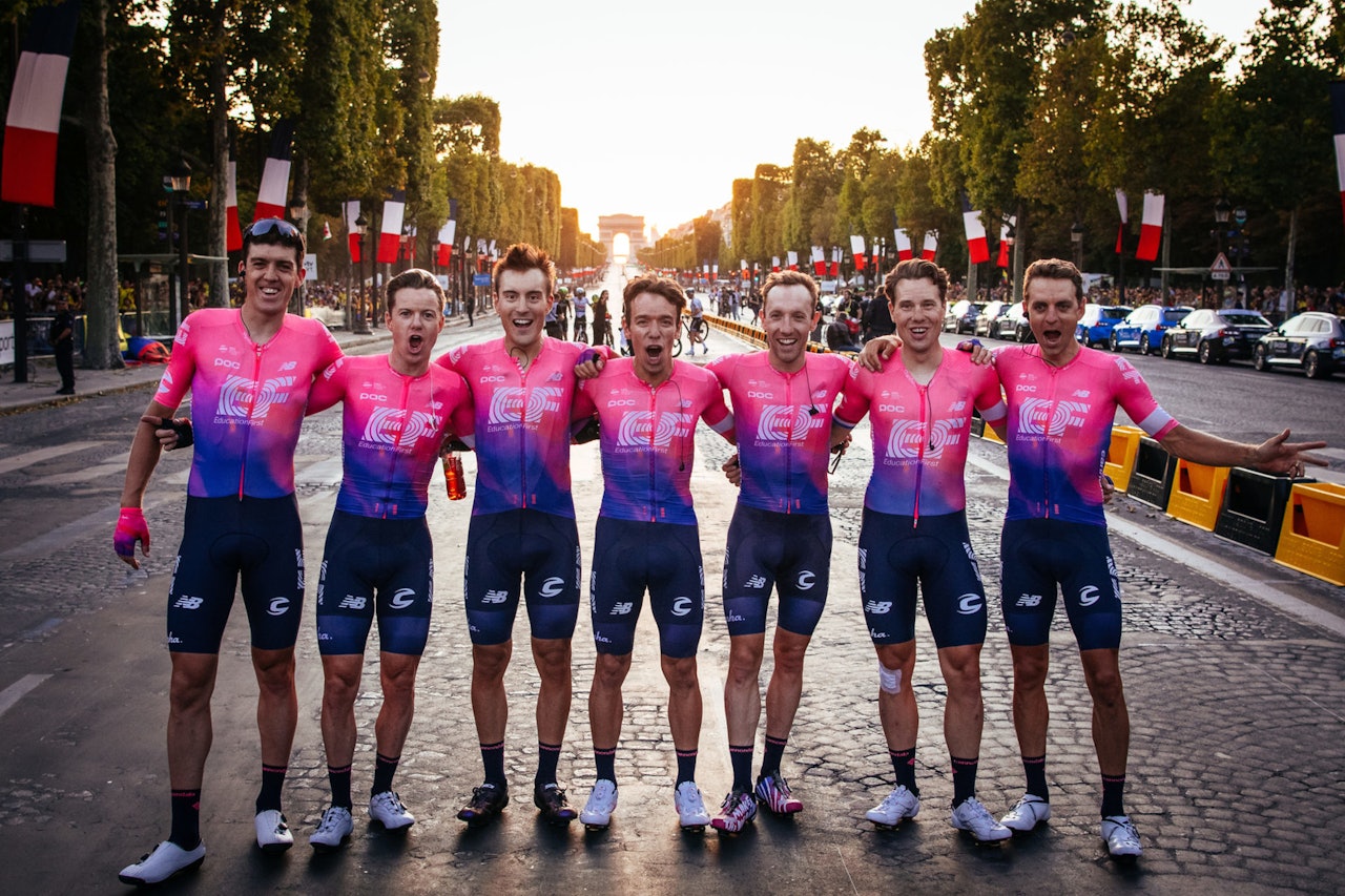 PROFF GJENG: EF Education er en av de livligere profflagene, og er å finne blant World Teams, syklingens øverste divisjon. Foto: EF Procycling. 