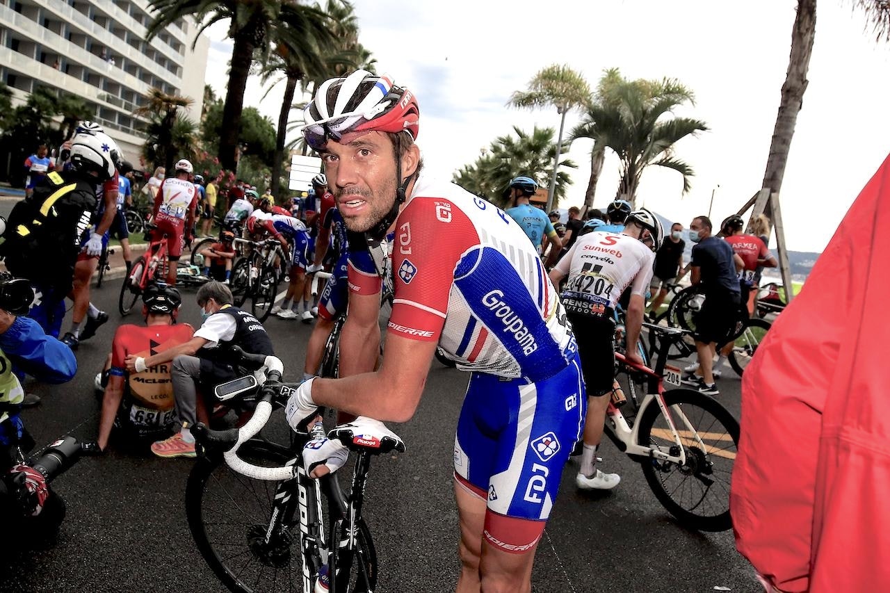 ULYKKESFUGL: Thibaut Pinot avslutter nå sesongen - etter kræsjen på den første etappen i Tour de France. Foto: Cor Vos. 