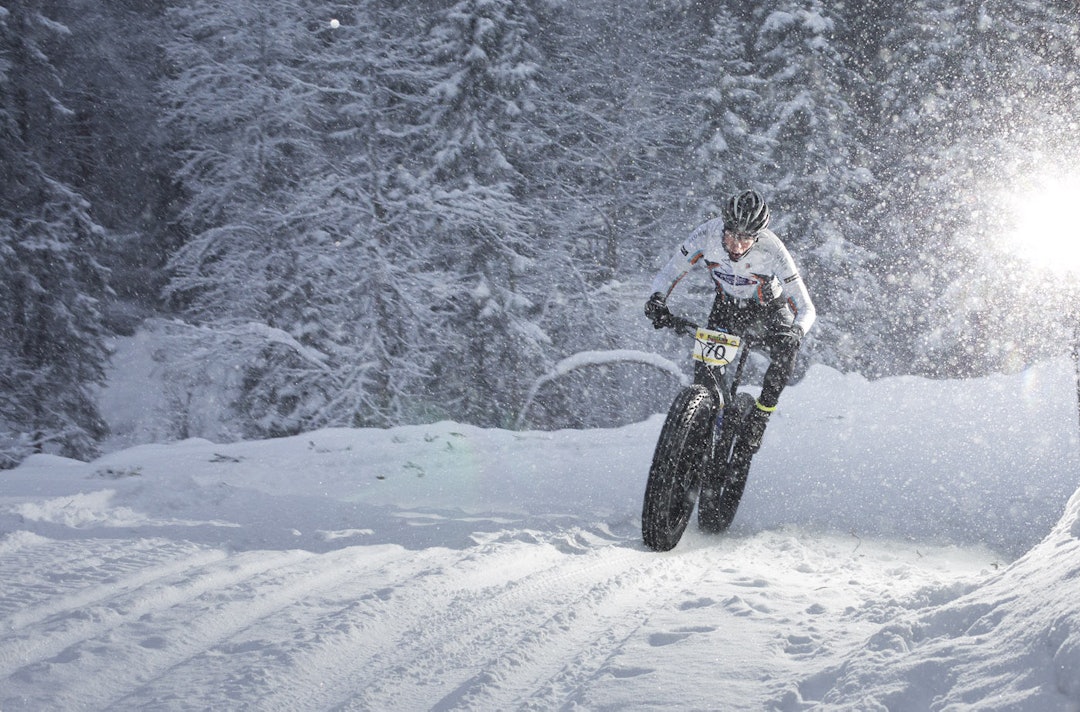 Vakkert vintervær på Lygna i januar 2015 gjorde fjorårets mesterskap ekstra krevende. Foto: Kristoffer Kippernes Snoekav-i-fatbike-NM-paa-Lygna Kristoffer Kippernes 1400x924