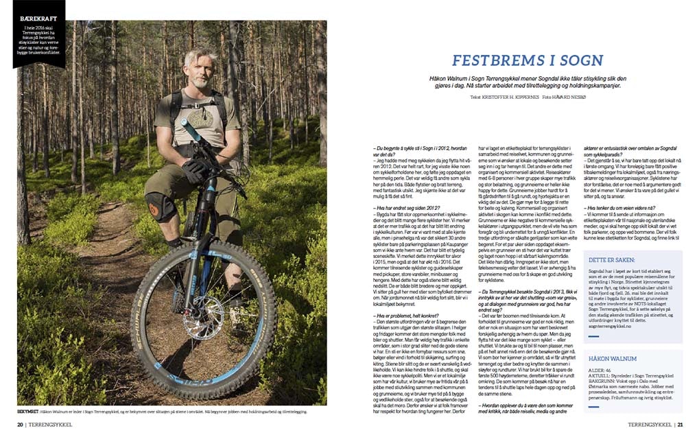 IKKE NYTT: I Terrengsykkel 62 omtalte vi gryende konflikt i Sogn, og intervjuet Haakon Walnum. Du kan lese intervjuet i Terrengsykkel 62 digitalt om du er abonnent. Skjermbilde 2017-06-19 kl. 09.55.09 copy