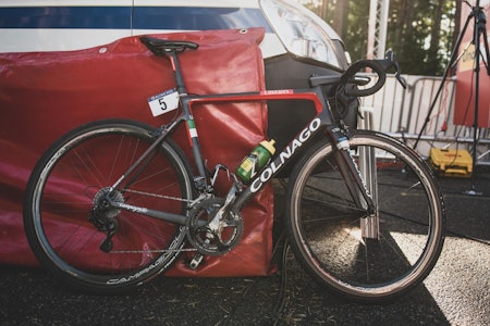 VINNERSYKKEL: Sven Erik Bystrøms Colnago V3Rs, som krysset mållinjen noen millimeter før Jonas Iversby Hvideberg. Alle foto: Henrik Alpers.  Sven Erik Bystrøm colnago V3rs