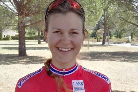 FORNØYD: Katrine Aalerud kjørte inn til 8. plass på EM-tempoen i Frankrike, og er greit fornøyd med mesterskapsdebuten. Foto: NCF