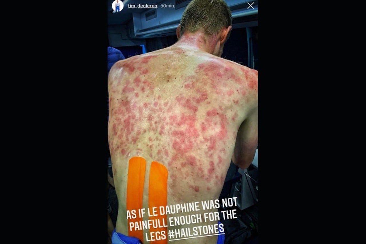 BRUTALT: Tim de Clercq fikk en mildest talt røff avslutning på gårsdagens etappe av Critérium du Dauphiné. Skjermdump, twitter.  BRUTALT: Tim de Clercq fikk en mildest talt røff avslutning på gårsdagens etappe av Critérium du Dauphiné. Skjermdump, twitter.