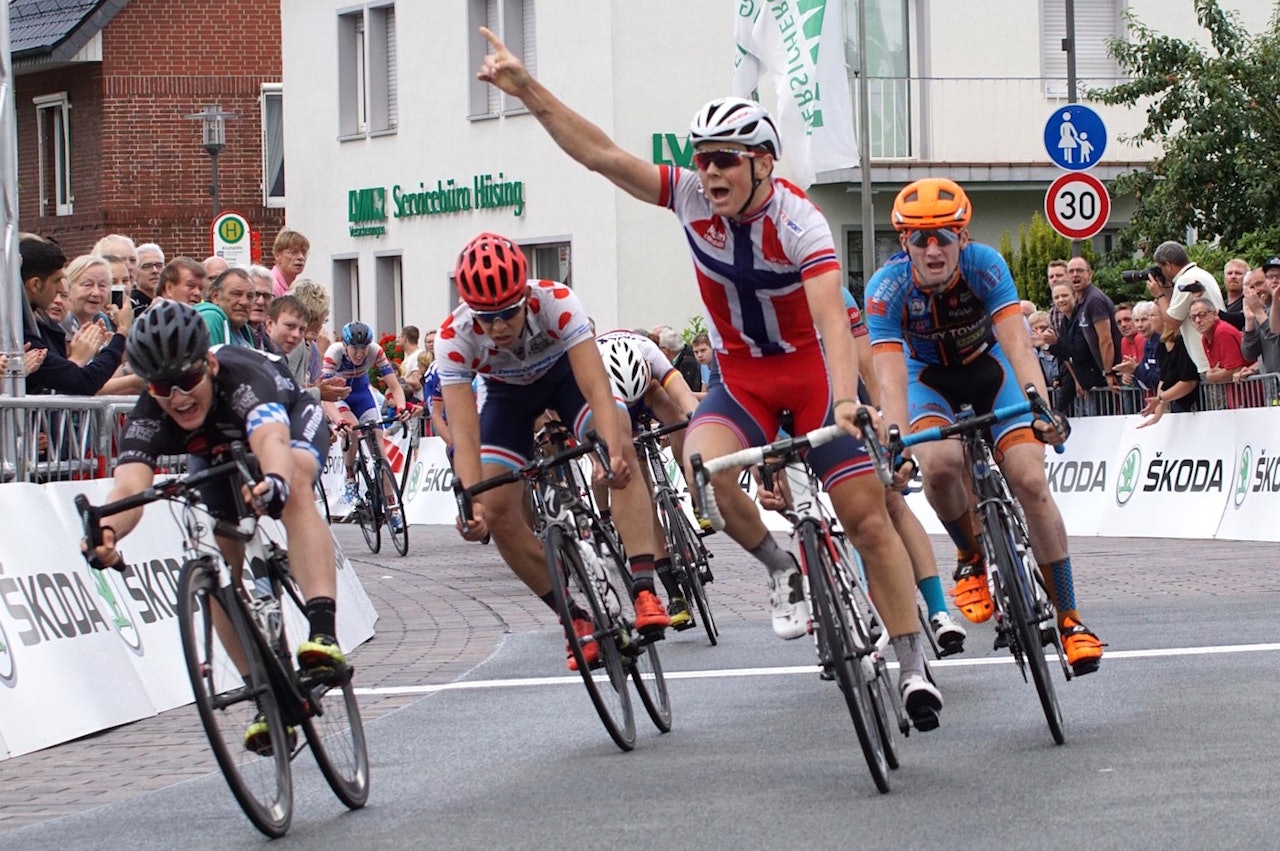 ETAPPESEIER: Joakin Kjemhus sikret seg etappeseier på siste dag av Niedersachsen Rundfahrt i helga. Foto: Arrangøren ETAPPESEIER: Joakin Kemhus sikret seg etappeseier på siste dag av Niedersachsen Rundfahrt i helga. Foto: Arrangøren