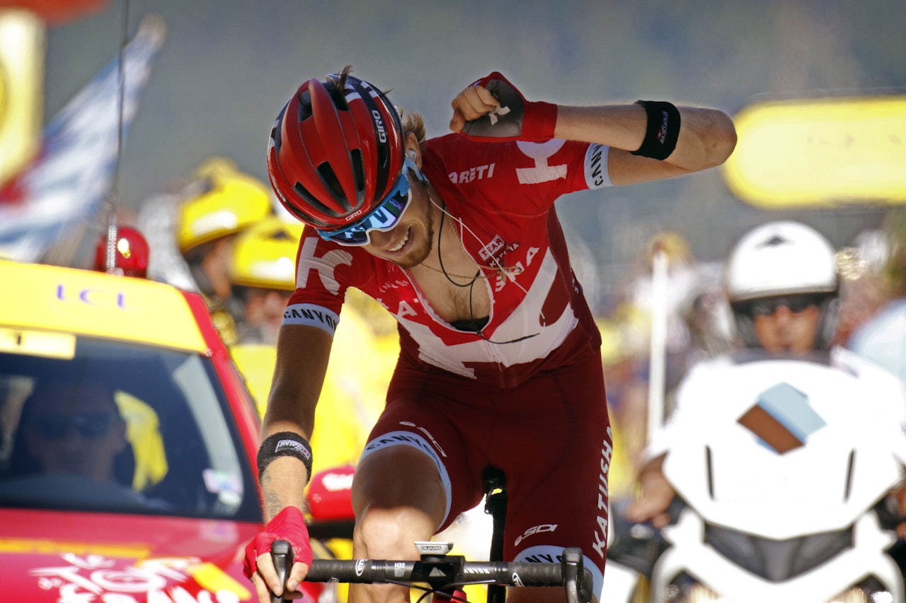 KLATREGEIT: Ilnur Zakarin kjørte fra bruddkameratene i den siste stigningen og vant dagens Alpe-etappe. Foto: Cor Vos. KLATREGEIT: Ilnur Zakarin kjørte fra bruddkameratene i den siste stigningen og vant dagens Alpe-etappe. Foto: Cor Vos.