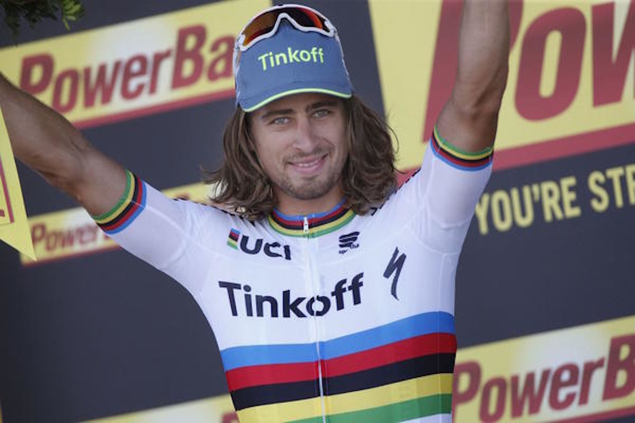 PETER SAGAN viser hvilken verdensmester han er: Mesterlig kalkulert til målstreken med full kontroll. Foto: Cor Vos