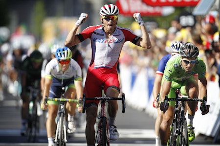 FØRST IGJEN: Alexander Kristoff har nærmest gjort det til en vane å vinne sykkelritt. Foto: Cor Vos. 