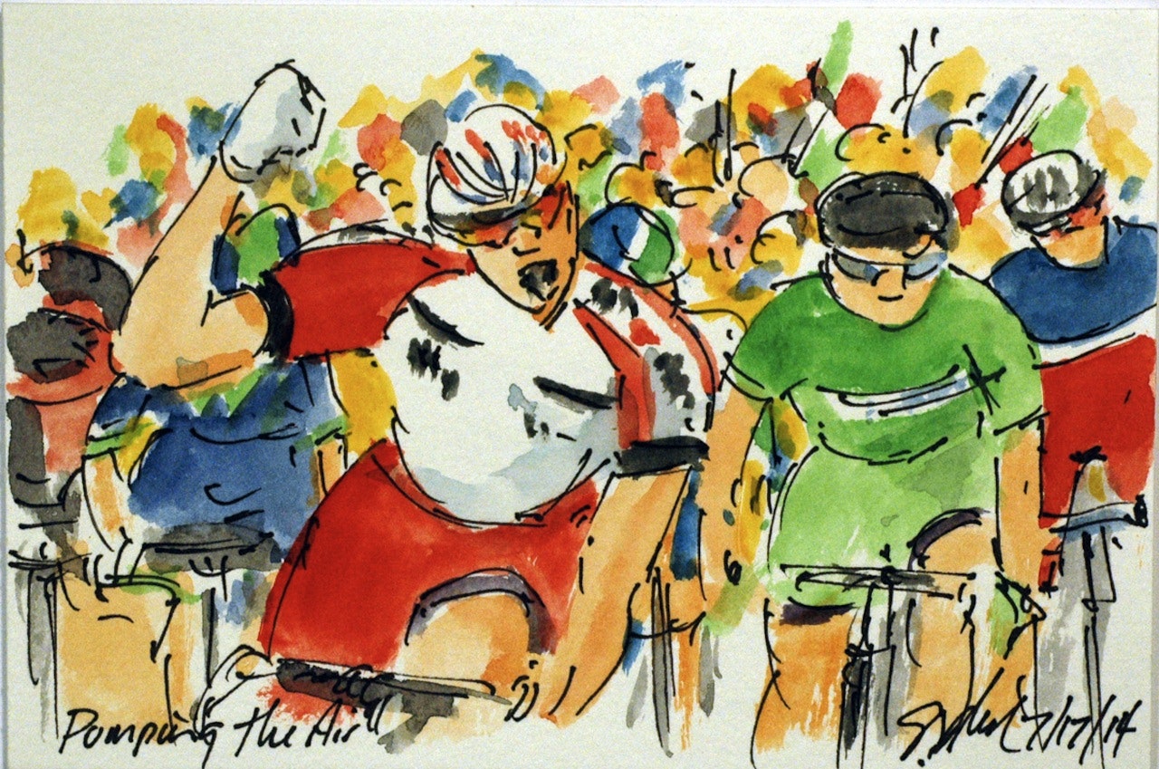 NORGES NYE HELT: Alexander Kristoffs etappeseire er foreviget i en herlig akvarell i boken Book de Tour.