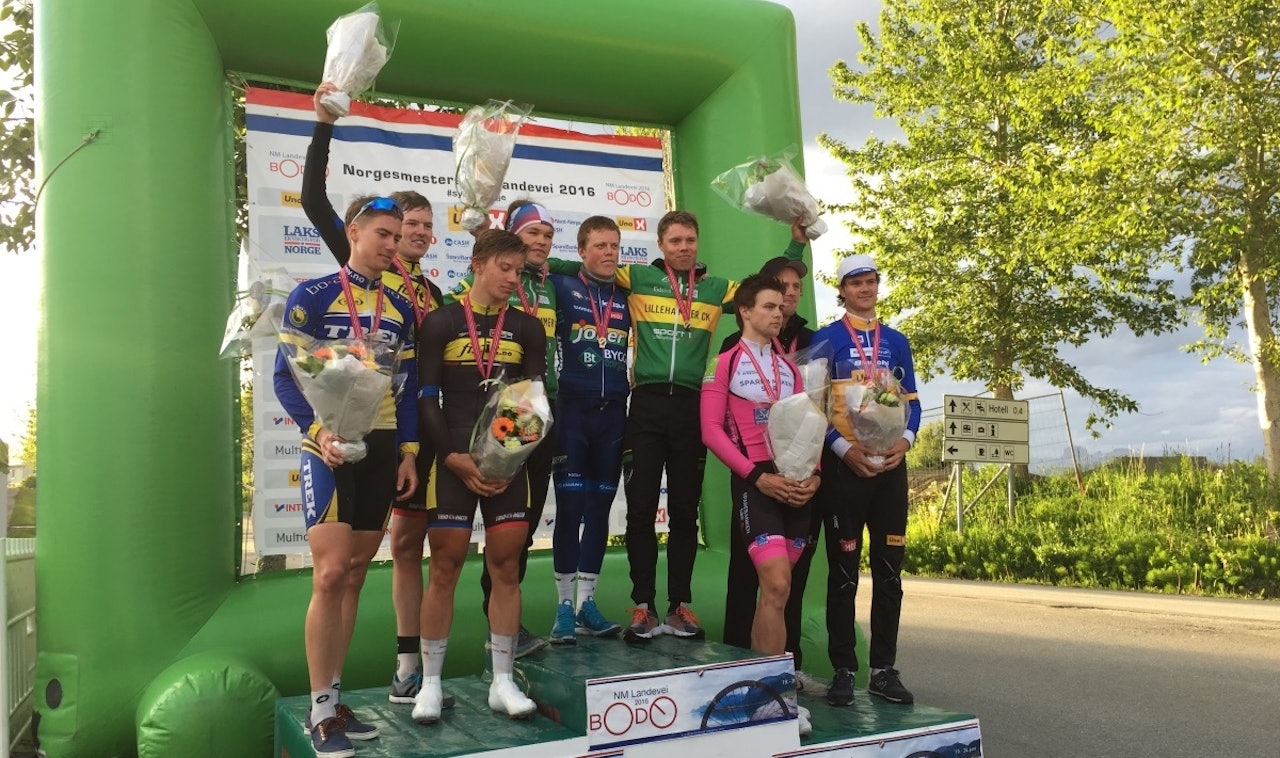 DAGENS RASKESTE: Lillehammer CK vant dagens lagtempo foran Bergen CK og Grenland SK. Foto: sykkelnm2016.no  DAGENS RASKESTE: Lillehammer CK vant dagens lagtempo foran Bergen CK og Grenland SK. Foto: sykkelnm2016.no