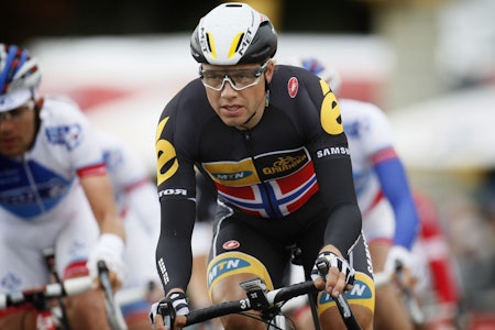 FØRSTE SEIER I MESTERTRØYA: Edvald Boasson Hagen vant NM i juni, og tok i dag sin første seier i den nye trøya. Foto: Cor Vos.  FØRSTE SEIER I MESTERTRØYA: Edvald Boasson Hagen vant NM i juni, og tok i dag sin første seier i den nye trøya. Foto: Cor Vos.