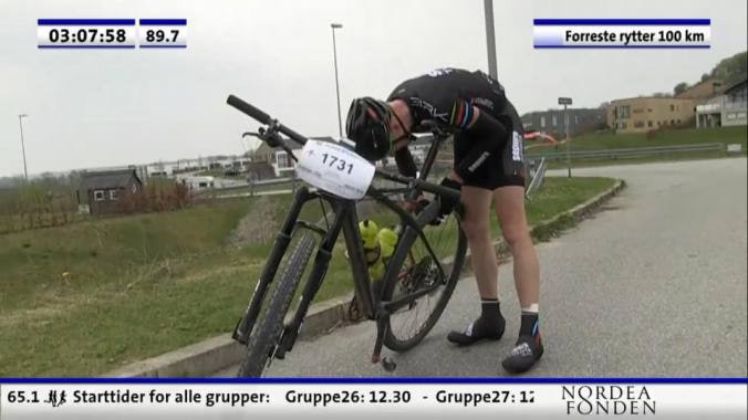 PUNKTERING: En lekkasje i bakdekket kunne ikke stoppe Lars Granberg i Aalborg MTB Marathon. PUNKTERING: En lekkasje i bakdekket kunne ikke stoppe Lars Granberg i Aalborg MTB Marathon.