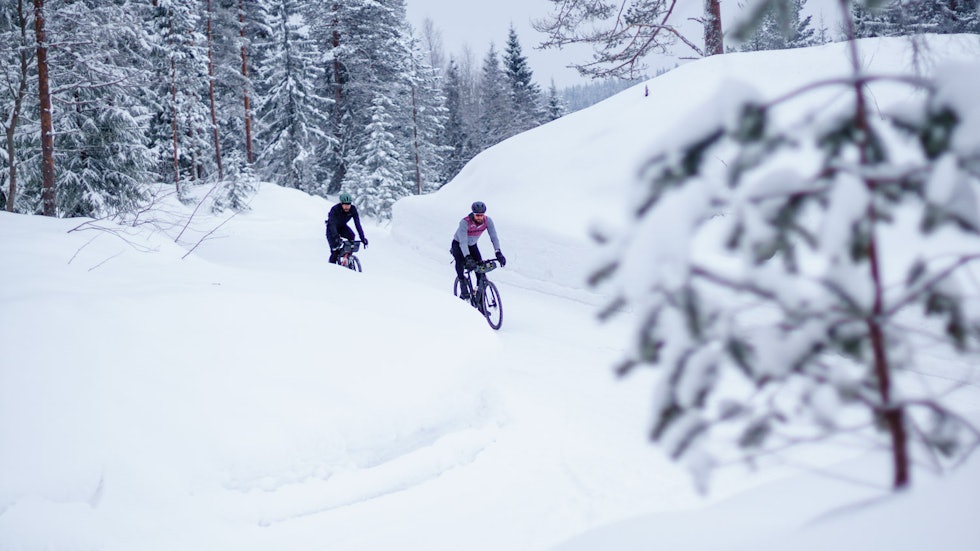 DISNEYJUL: Vinteren i fjor var magisk, med annerledes sykkelopplevelser i skogen. Foto: Marcel Battle.