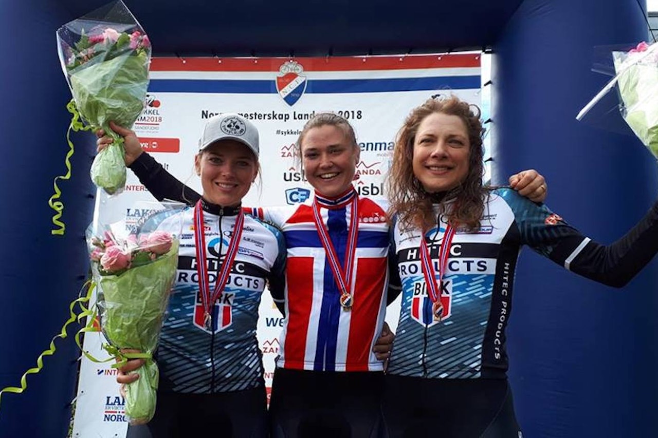 GULL: Line Marie Gulliksen tok tempogullet på NM 2018, foran Thea Thorsen på andreplass og tittelforsvarer Vita Heine på tredje. Foto: NCF GULL: Line Marie Gulliksen tok tempogullet på NM 2018, foran Thea Thorsen på andreplass og tittelforsvarer Vita Heine på tredje. Foto: NCF