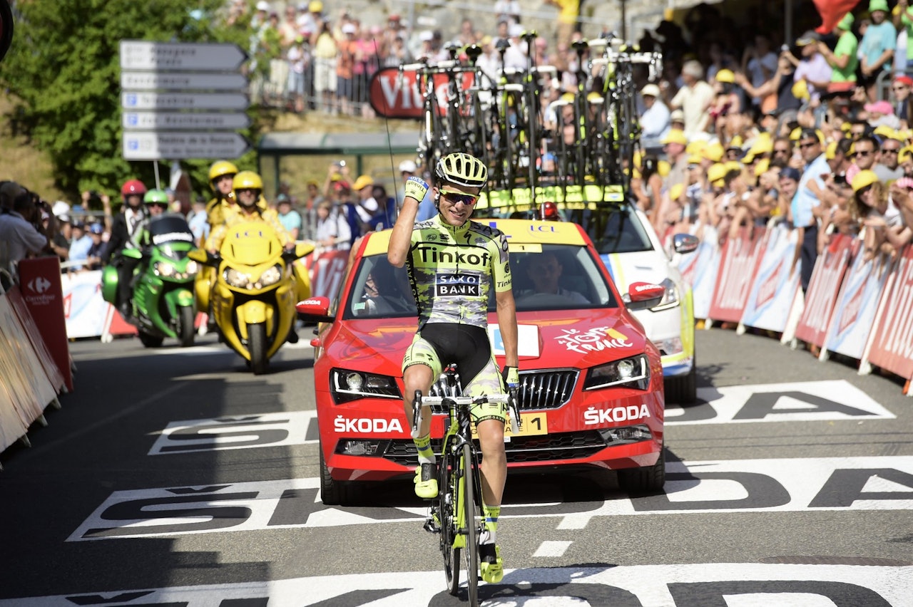 REPRISE: Rafal Majka vant på nesten akkurat samme måte som han tok sine to etappeseire i fjor. Foto: Cor Vos. REPRISE: Rafal Majka vant på nesten akkurat samme måte som han tok sine to etappeseire i fjor. Foto: Cor Vos.