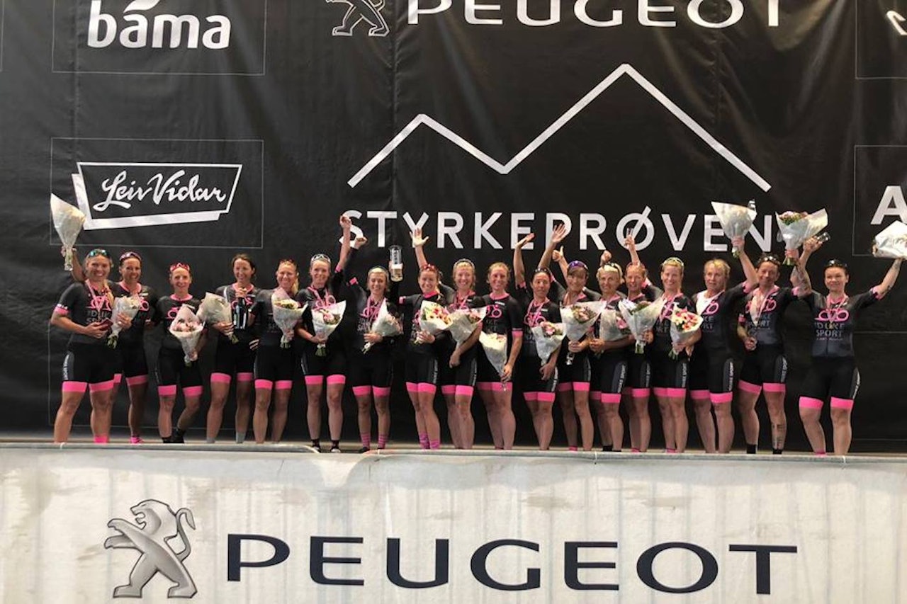 SEIER MEN IKKE REKORD: Duke Sport vant lagkonkurransen for kvinner i Styrkeprøven Lillehammer-Oslo, men var ikke i nærheten av fjorårets rekord. Foto: Styrkeprøven