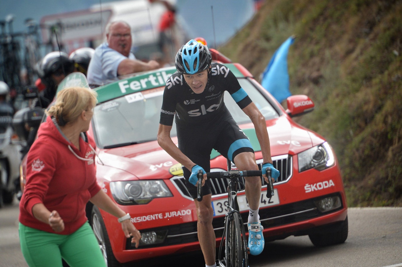 TOK INNPÅ CONTADOR: Chris Froome viser god form om dagen, kan han stjele den røde trøya fra Contador på de siste tre etappene? Foto: Cor Vos. 