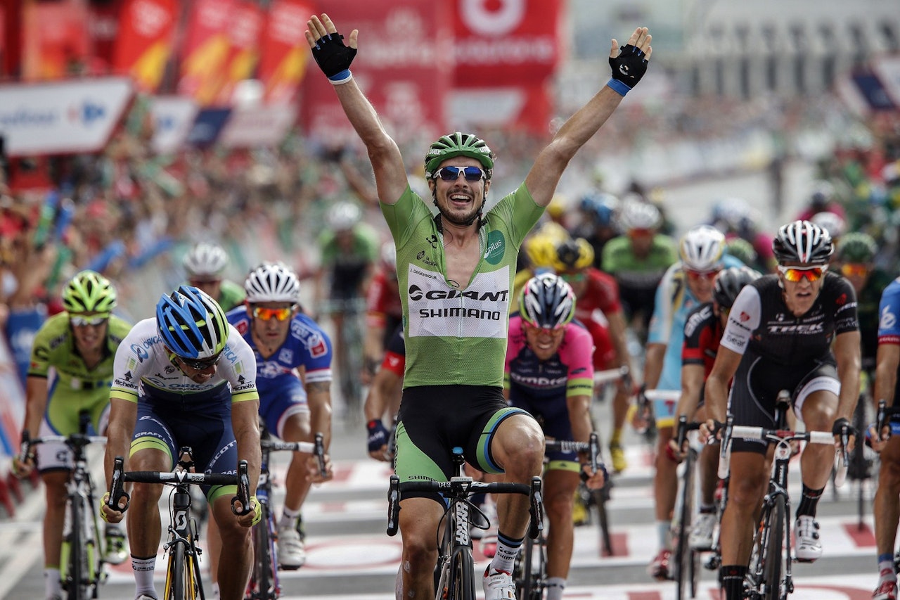 LIKER SEG I SPANIA: John Degenkolb  er bare 25 år, men har allerede tatt ni etappeseiere i Vueltaen, fire av dem i år. Foto: Cor Vos. 