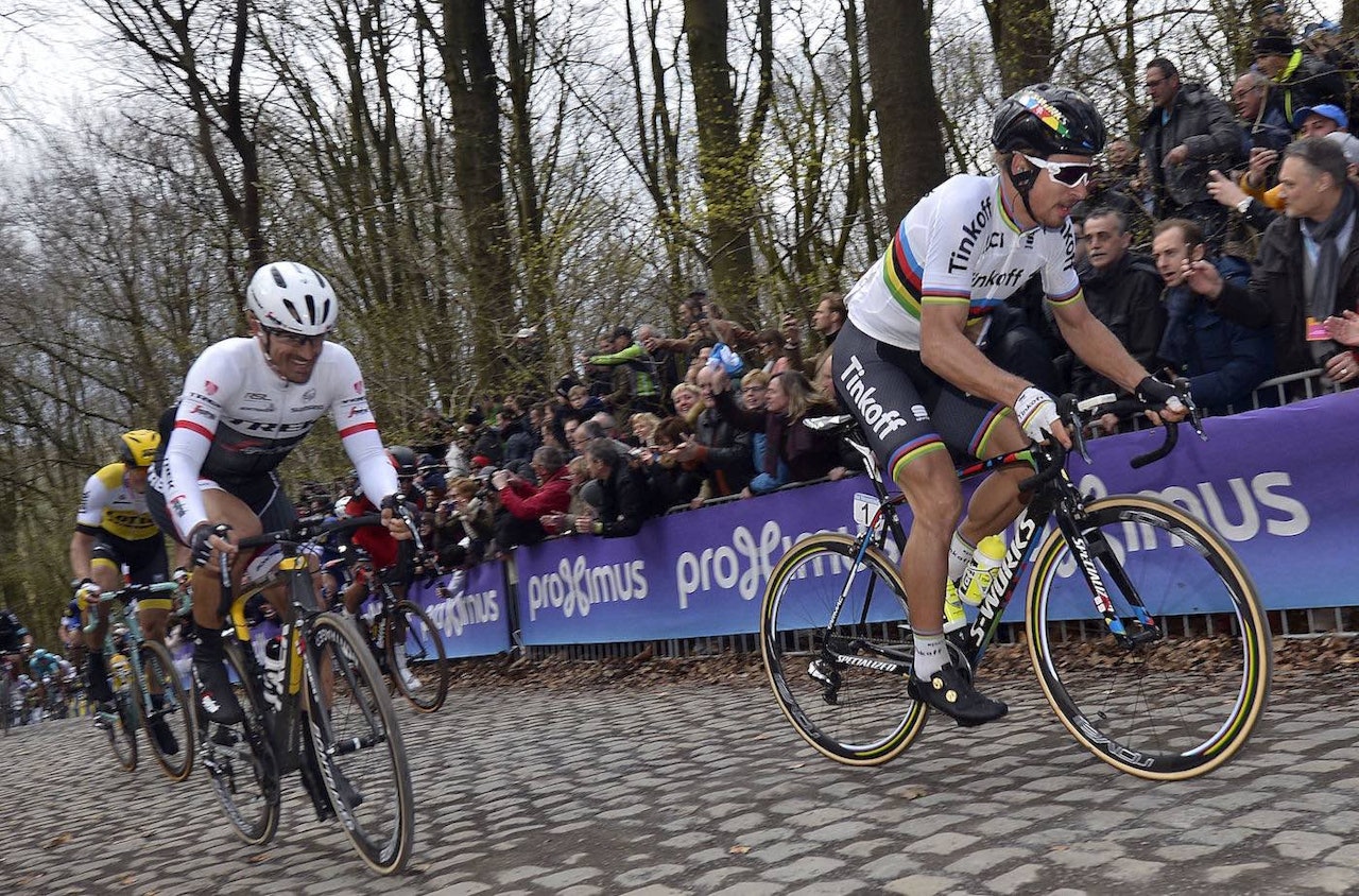 Mathieu Rabaey tror det blir Fabian Cancellara eller Peter Sagan, her fra Gent Wevelgem i år. (Foto: Cor Vos) Mathieu Rabaey tror det blir Fabian Cancellara eller Peter Sagan, her fra Gent Wevelgem i år. (Foto: Cor Vos)