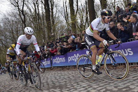 Mathieu Rabaey tror det blir Fabian Cancellara eller Peter Sagan, her fra Gent Wevelgem i år. (Foto: Cor Vos)