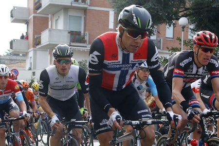 VISTE FRAM DEN NYE TRØYEN: Edvald Boasson Hagen leverte en sterk tredjeplass i en kledelig ny norsk mestertrøye. Foto: Cor Vos.  VISTE FRAM DEN NYE TRØYEN: Edvald Boasson Hagen leverte en sterk tredjeplass i en kledelig ny norsk mestertrøye. Foto: Cor Vos.