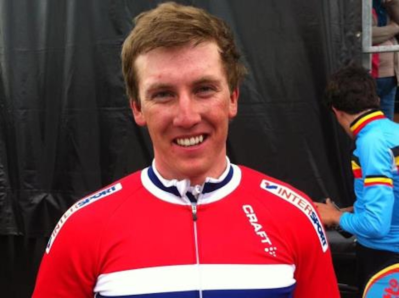 GLAD: Kristoffer Skjerping vant dagens etappe i det franske etapperittet Tour de l'Avenir. Foto: NCF. GLAD: Kristoffer Skjerping vant dagens etappe i det franske etapperittet Tour de l'Avenir. Foto: NCF.