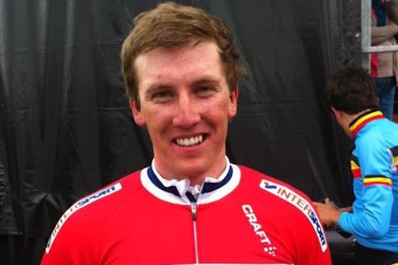 GLAD: Kristoffer Skjerping vant dagens etappe i det franske etapperittet Tour de l'Avenir. Foto: NCF. GLAD: Kristoffer Skjerping vant dagens etappe i det franske etapperittet Tour de l'Avenir. Foto: NCF.