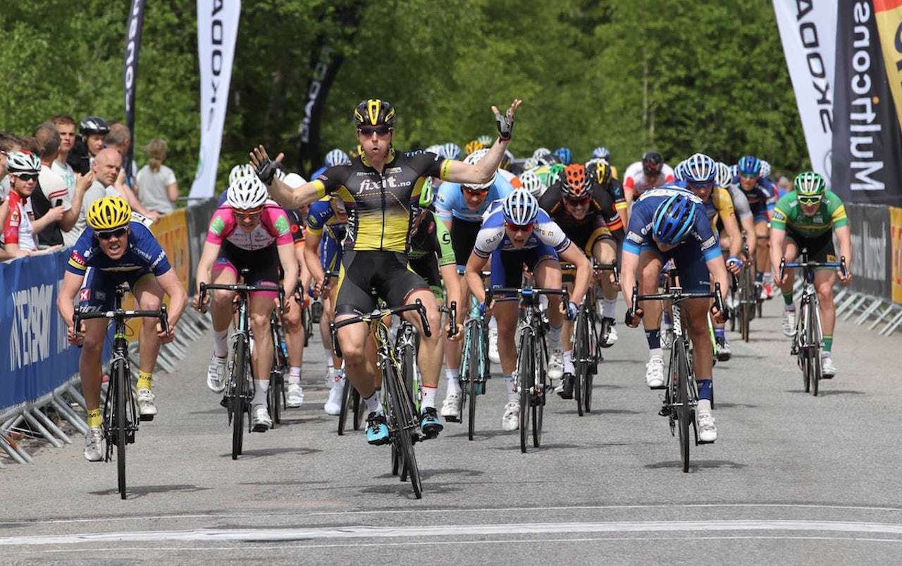 FIKSET DET FOR FIXIT: Filip Eidsheim spurtet inn til seier i dagens rankingritt på Eidsvoll. Foto: Team Fixit.no FIKSET DET FOR FIXIT: Filip Eidsheim spurtet inn til seier i dagens rankingritt på Eidsvoll. Foto: Team Fixit.no