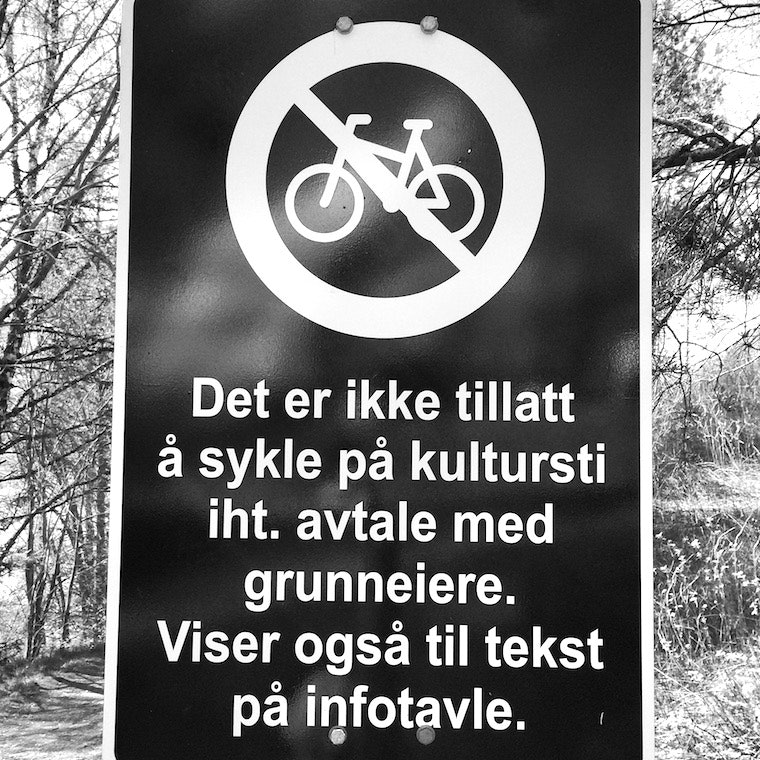 sykkel forbudt Bingsfoss - Foto NOTS