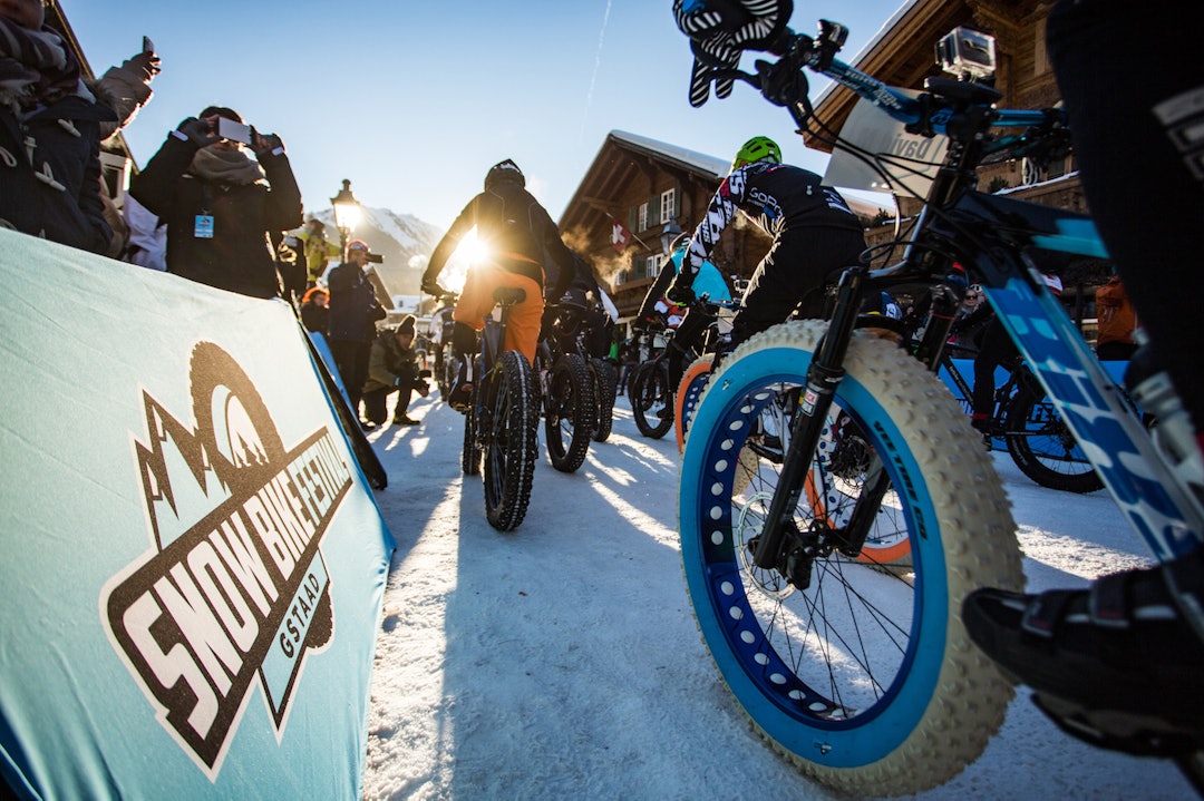 Snow Bike Festival er et fire dagers etapperitt i Gstaad i Sveits, og arrangeres fra 19.-22.januar. Foto: Arrangøren Snow BIke festival 2016 - Foto Snow Bike Festival 1400x933