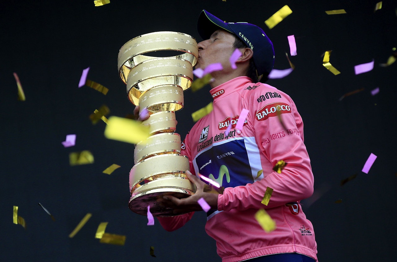 OVERLEGEN: Nairo Quintana vant Giro d'Italia, og her får du listen over de som vant premier med Landevei! Foto: Cor Vos. 