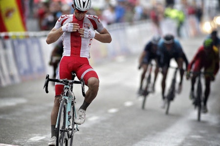 POLSK JUBEL: Michal Kwiatkowski tok sin første seier siden VM i Ponferrada. Foto: Cor Vos.  POLSK JUBEL: Michal Kwiatkowski tok sin første seier siden VM i Ponferrada. Foto: Cor Vos.