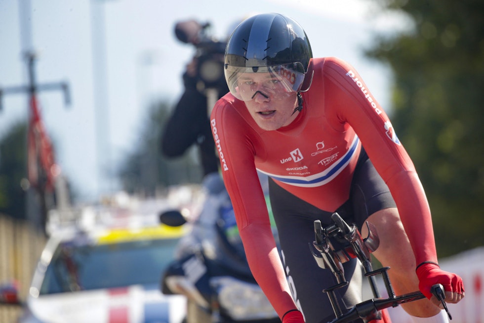 I AKSJON: Søren Wærenskjold på u23-tempoen. Foto: Cor Vos søren wærenskjold, sølv, em, tempo, u23(1)
